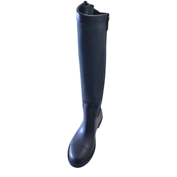 ,DUO BOOT. BLACK & GREY LEATHER Knee-High  HEAVY DUTY Rain Boots, Size 7.5  NEW - Picture 15 of 16